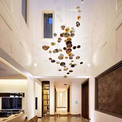 Modern Murano Design Hand Blown Modern Large Colored Glass Stone Chandelier