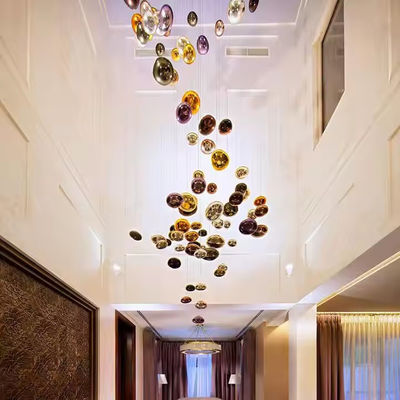 Modern Murano Design Hand Blown Modern Large Colored Glass Stone Chandelier