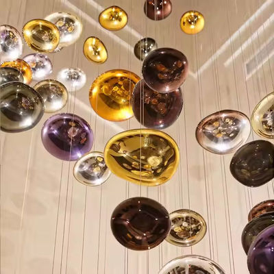 Modern Murano Design Hand Blown Modern Large Colored Glass Stone Chandelier