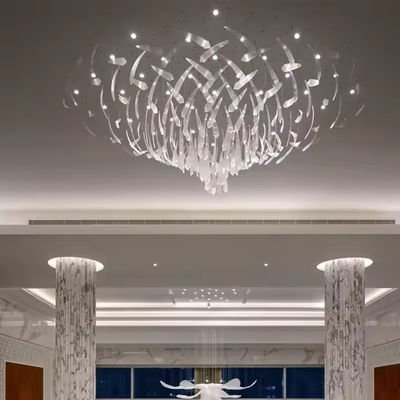 Nordic Style Custom Hotel Lobby Villa Banquet Hall LED Crystal Chandelier Pendant Light Stainless Steel Glass Luxury For Room