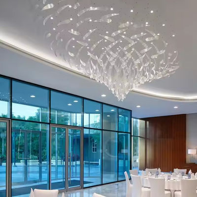 Nordic Style Custom Hotel Lobby Villa Banquet Hall LED Crystal Chandelier Pendant Light Stainless Steel Glass Luxury For Room