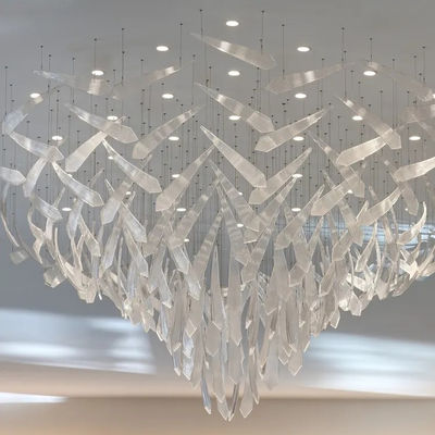 Nordic Style Custom Hotel Lobby Villa Banquet Hall LED Crystal Chandelier Pendant Light Stainless Steel Glass Luxury For Room