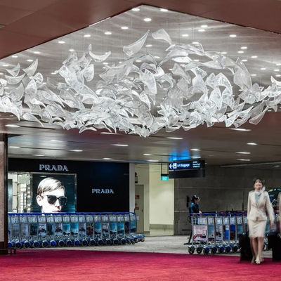 Nordic Style Custom Hotel Lobby Villa Banquet Hall LED Crystal Chandelier Pendant Light Stainless Steel Glass Luxury For Room