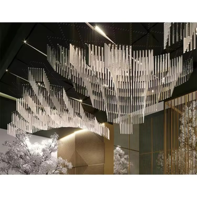 Wedding decoration Stainless steel tube chandelier can be customized contemporary hotel lobby decorated with crystal glass chandelier white chandelier