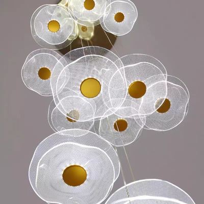 Modern Decorative Interior Acrylic LED Chandelier Nordic Living Room Hotel Double Lotus Decorative Chandelier