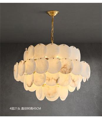 High-End Metal Chandelier  Light Luxury Natural Marble Finish for Living Room Villa Duplex Restaurant Tea Room Hotel Lamp ﻿