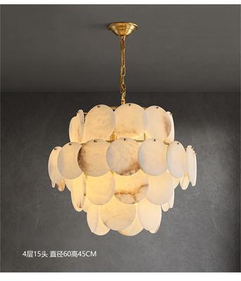 Luxury Nordic Style Luxury Decoration Natural Marble Chandelier Hanging Lamp Kitchen Large Round Brass Alabaster Chandelier