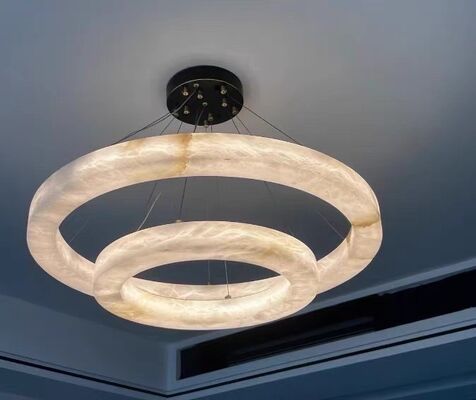 Custom Alabaster L1P Chandelier  Luxury Brass Pendant Hanging Light