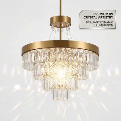 Crystal Pendant Light Custom Made Golden Metal Body Adjustable Color Temperature 3000-6500K Anti Rust For Home