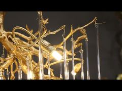 Yeni Lüks Kristal Avize Bakır Dal Aydınlatmalı 2025 Oturma Odası Yemek Odası