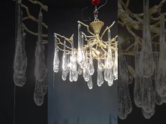 H65 Bakır Gövde Sanat Cam Akçaağaç Yaprağı Kolye Avize Işıkları Modern ISO9001 Demo