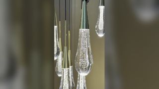 İskandinav Modern LED Kolye Işık Ev Kapalı Yatak Odası Arka Plan Tavan Lambası Uzun Tüp Kristal Cam