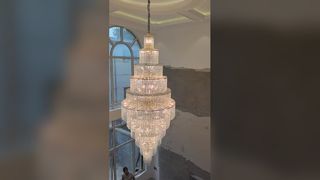İzle: Özel Soyut Şube Kristal Avize Altın Kaplama Lüks Otel Villa Club Galeri Kolye