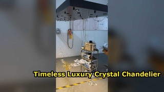 Büyük İç Mekanlar İçin Lüks Altın Kristal Avize