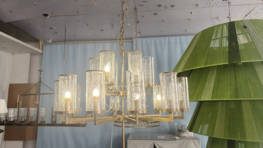 Pendant Lamp  Iron Acrylic Modern Dimming Remote Suspended Chandelier Villa Home Loft