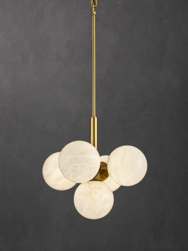 Alabaster Pendant Light Modern Brass Chandelier 93W Hanging Light For Bedroom