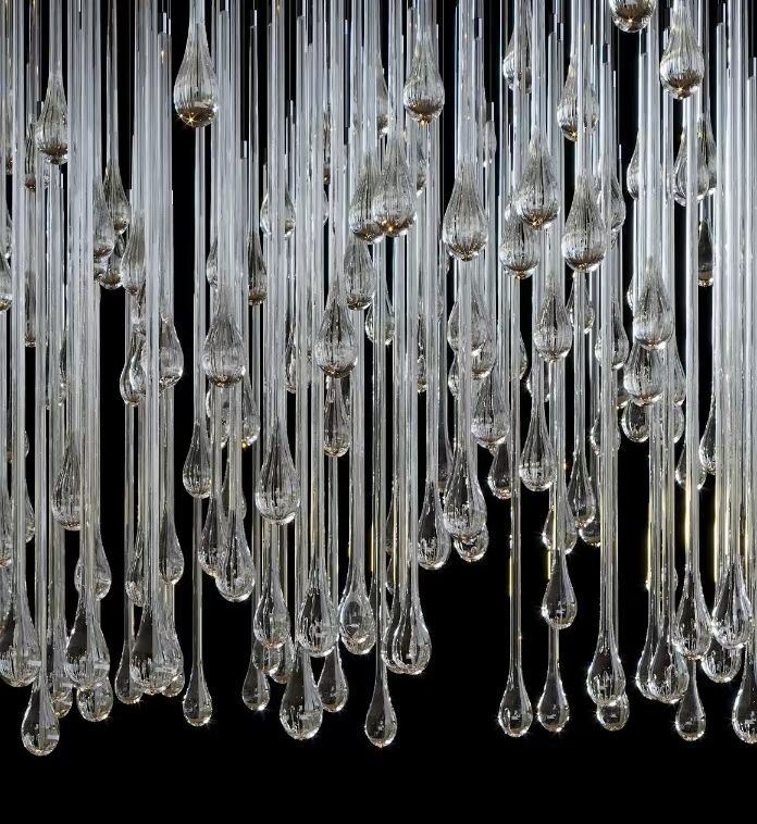 Luxury Wholesale Project Chandeliers Big Size Teardrop Clear Transparent Glass Pendant Light for Hotel Lobby Villa Restaurant