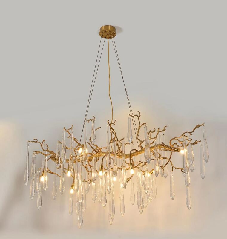 K9 Clear Crystal Pendant Chandelier Light Luxury Villa Staircase Grand Foyer High Ceiling Suspension Lighting