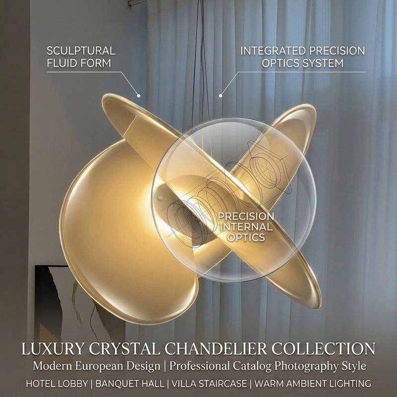 Country House Chandelier Custom Made Crystal Ribbon European Style LED Pendant Lighting For Grand Estates