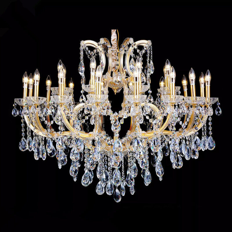Custom Luxury Crystal Candlestick Chandelier Gold Frame E14 LED for Museums Historic Buildings