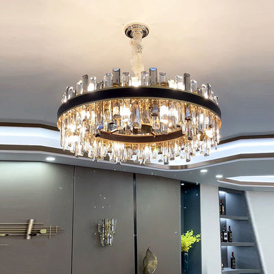 E14 Lüks Modern Kristal Şamdanlar Pas Yapmayan Deri Dekorasyon Siyah Kolye Işık