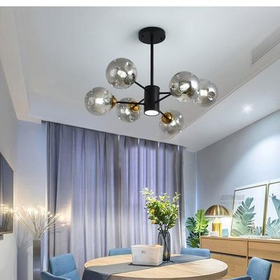 Yüksek Şeffaflıklı Dumanlı Cam Modern Kolye Fenerleri E27*6W Spotlight D980*H750