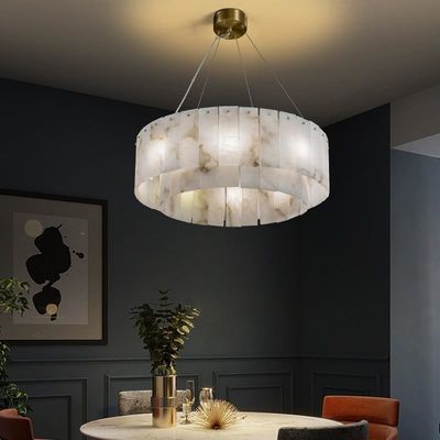 Ofis 1935lm için G9 Modern Alabaster Avize Dekoratif Tavan Asma Işıklar