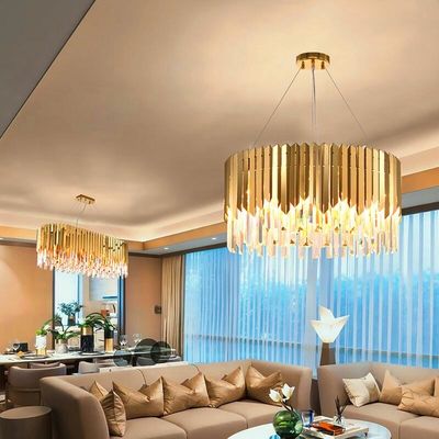 4000K 5000K Büyük Lüks Altın Modern Kristal Avize Yüksek Saydam