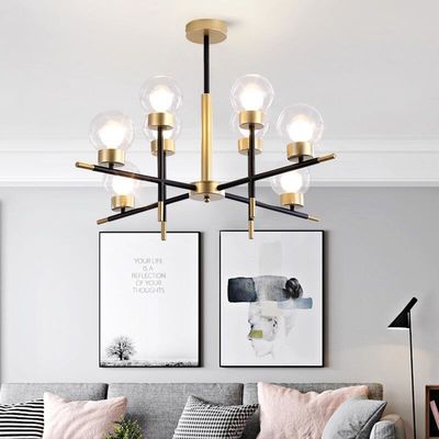 Nordic Glass Ball Modern Pendant Light E27 Kavrulmuş Demir Dalı Dekoratif Lustre Fenerleri ODM