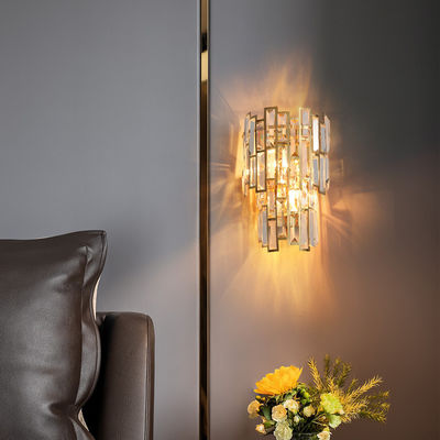 AC220V Paslanmaz Çelik Modern Kristal Duvar Işıkları Temizle Katmanlı Kristal Duvar Apliği