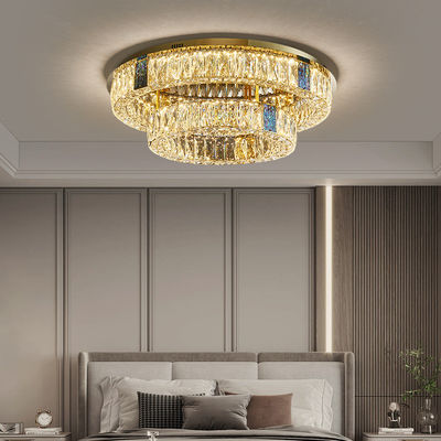 Ev Otel İçin Çok Katmanlı Yuvarlak Büyük Gömme Montajlı Kristal Avize Kısılabilir