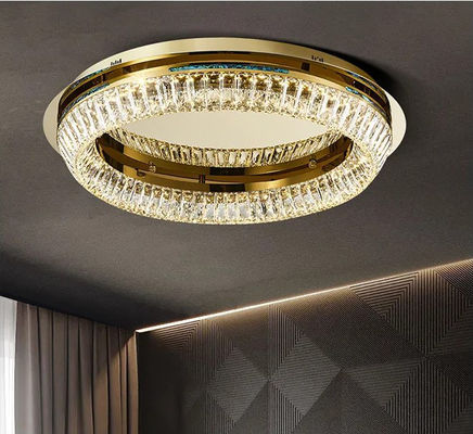 45W 75W 135W Dairesel Kristal Yüksek Tavanlar Şamdanlar Işık Kristal Yuvarlak Lamba