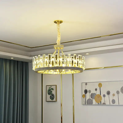 Yuvarlak Modern LED Duman Gri Kristal Avize E14 Elektroliz Kalınlaşmış Tavan Plakası