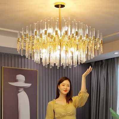 LED K9 Kristal Giriş Çerçeve E14 6500K Lüks Tavan Işıkları Altın Kristal