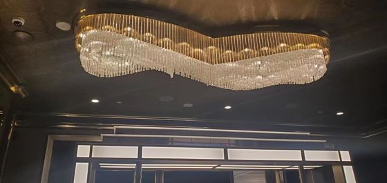 3000k Özel Asmalı Lamba Kristal Cam Akış Montajı Yüksek Tavanlar Şamdanlar