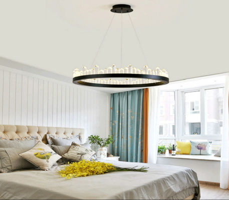 Modern 100cm Dairesel Halka Avize Kapalı Altın Demir / Bakır / Kristal Avize