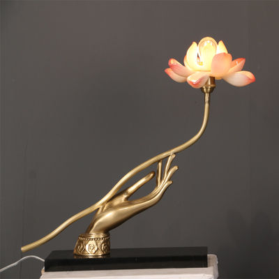 Elektrikli Beyaz Cam LED Ev Masa Lambası Lotus Çiçeği Şekli 110V