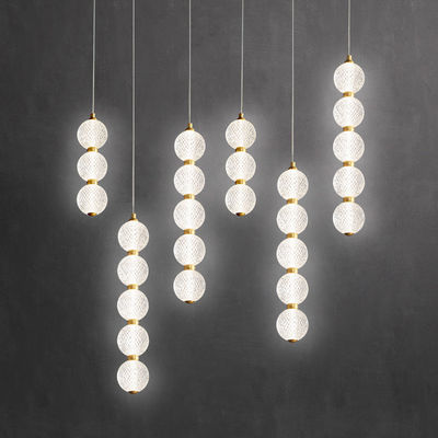 Demir Elektroplated Brass ve Akrilik Pendant Çanakkale Işıkları Yatak Odası Salon