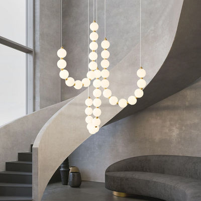 H65 Tüm Bakır Tavan Plakasıyla Özel Akrilik Lampshade Pendant Lamps