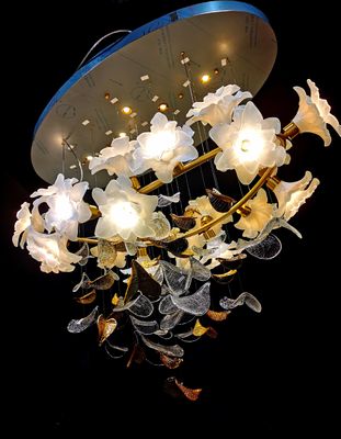 Yaratıcı Cam Çiçek Lustre Paslanmaz Modern Çiçek Lustre