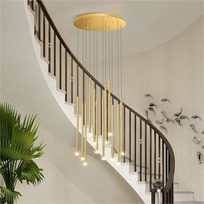 Ticari Modern LED Uzun Asılı Lustre Altın veya Siyah Bitirme