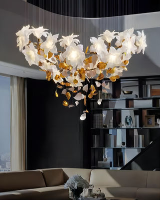 Bakır + Taklit Yeşim Çiçekleri Işık Lüks Otel Loft Villa Kristal Merdiven Şamdan