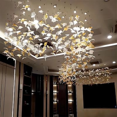 Standart olmayan Özel Camlı Ağaç Yaprağı Çerçeve Otel Ziyafet Sanat Dekorasyon Mühendislik Işık