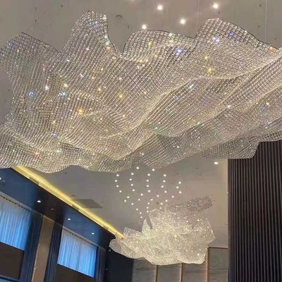 Modern Dalga Kristal Şamdanı Yüksek Tavanlar İçin Ekstra Büyük Kristal Şamdanlar
