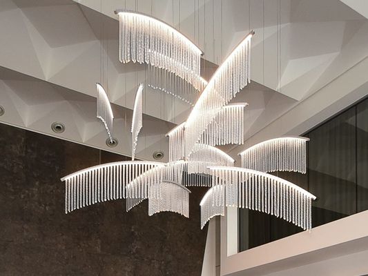 LED Büyük Modern Giriş Lustre Özel Kristal Büyük Lustre