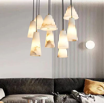 İspanyol Doğal Alabaster Lamba Modern ve Minimal Tasarımlı Mermer Kolye Lamba Villa Oturma Odası Yatak Odası Yaratıcı çand