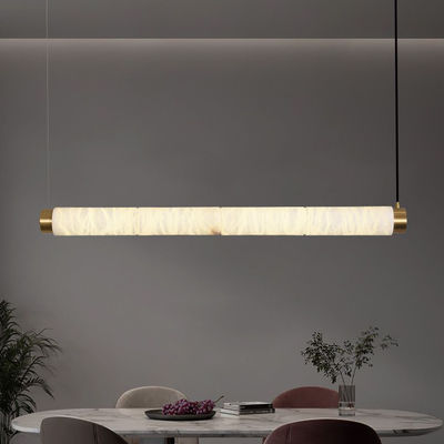 Modern minimalist tasarımcı yaratıcı uzun silindir doğal alabaster asılı lambalar Lüks LED restoran bar dekorasyonu alabaster lambalar