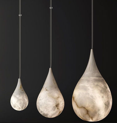 Yaratıcı Alabaster villa otel Yatak odası Bar Küresel Yağmur Damlası Modern Dekorasyon LED Lustre Mermer Işık