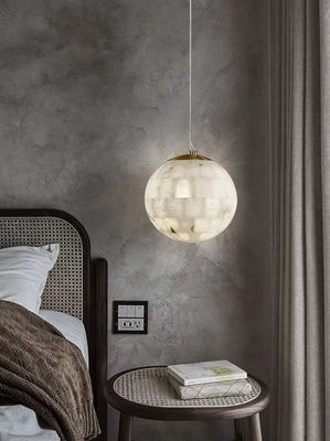 Modern ışık lüks doğal diş alabaster kandil yatak odası oturma odası restoran bar kafe dekor metal küre asma lamba