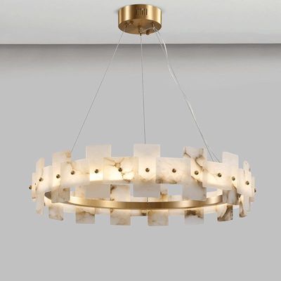 Ev Dekorasyonu Çember LED Lüks Modern Kolye Işık Lustre Alabaster Işık Ürünleri